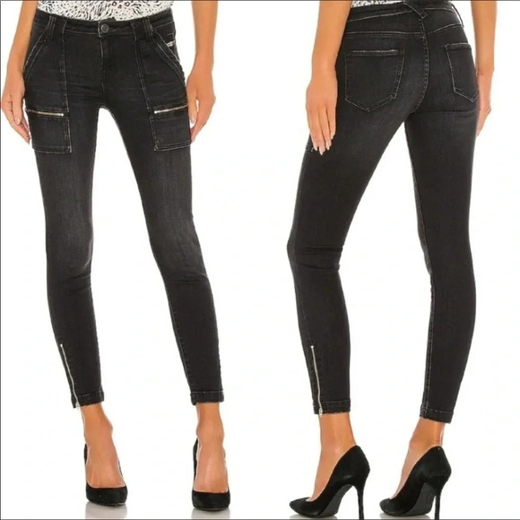 JOIE Park Skinny Ankle Zipper Moto Jeans Black Chic Funky Casual Retro Size 23